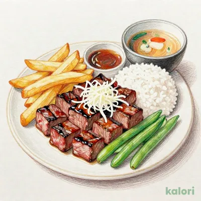 牛カットステーキ定食（おろしポン酢）