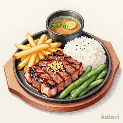 牛カットステーキ定食（ガーリック）