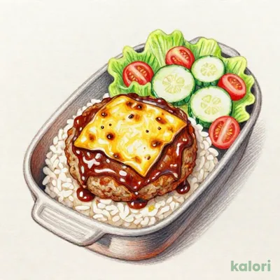 炙りチーズソースのデミグラスハンバーグドリア＆サラダ・ドリンクセット【ドリンク除く】