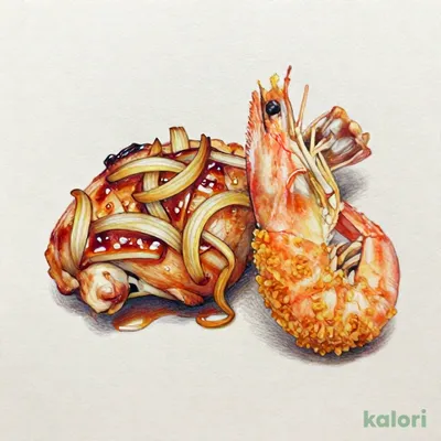 若鶏グリル＆海老フライ玉ねぎの醤油ソース