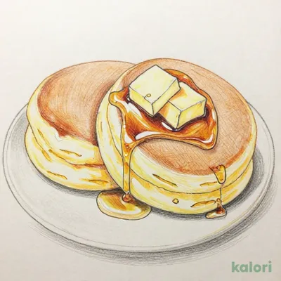 Fluffy Butter Pancake with Shaved Butter and Honey Maple Syrup