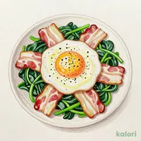 ほうれん草とベーコンソテー＆温泉卵