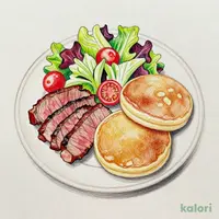 ローストビーフとたっぷり野菜のパンケーキプレート【選択ドレッシング除く】