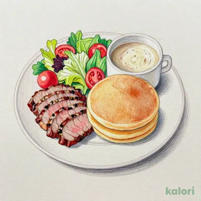 Roast Beef and Vegetable Pancake Plate with Soup Set
