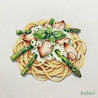 チキンとアスパラのバジルクリームパスタ【選択ﾄﾞﾘﾝｸ・ﾃﾞｻﾞｰﾄ除く】