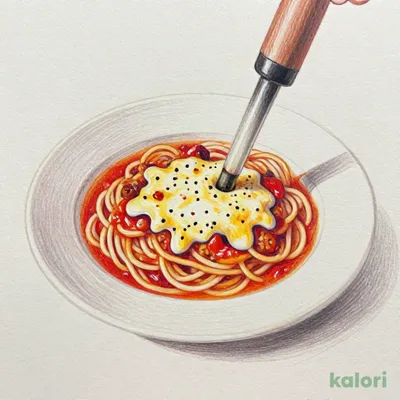 炙りチーズソースのボロネーゼスープパスタ