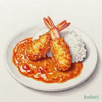 【トマトカレーソース】エビフライカレー