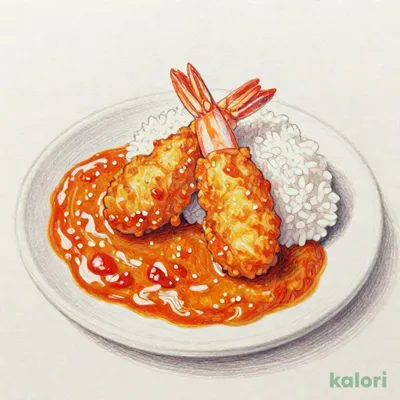 【トマトカレーソース】エビフライカレー
