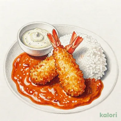 【トマトカレーソース】タルタルエビフライカレー