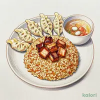 柔らか角煮の肉チャーハン餃子セット