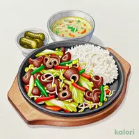鉄板ホルモン野菜炒め定食