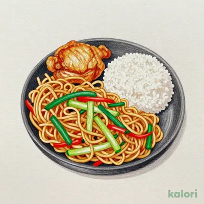 鉄板焼きちゃんめん唐揚げ(2個)+ごはんセット
