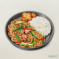 Teppan Pork Chanmen, Fried Chicken (2 pcs) & Rice Set