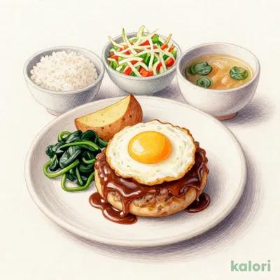 目玉焼き
和風デミハンバーグ定食 (小盛)