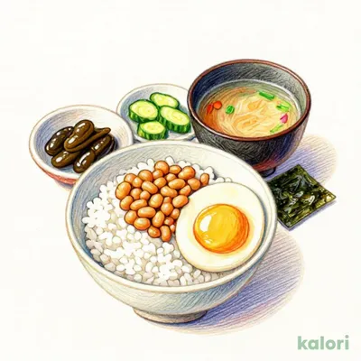 こだわり卵の納豆朝食