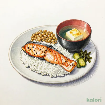銀鮭納豆朝食