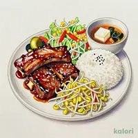 Double Beef Kalbi Set Meal, Regular