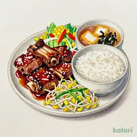 W牛カルビ定食 (大盛)