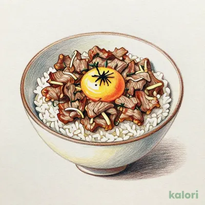 Soft-Boiled Egg and Beef Sukiyaki Rice Bowl, Large