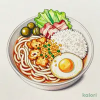 Haikara Udon with Bacon and Egg and Rice (Small), Regular