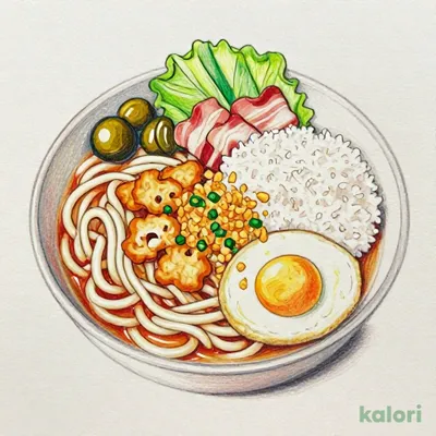 はいからうどん
ベーコンエッグ＋ごはん(小盛) (並盛)