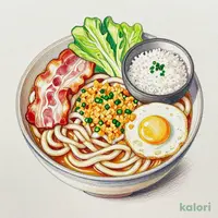 Haikara Udon with Bacon and Egg and Rice (Small), Large
