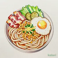 Chilled Haikara Udon with Bacon and Egg, Regular