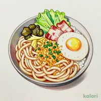 冷やしはいからうどん
ベーコンエッグ＋ごはん(小盛) (大盛)
