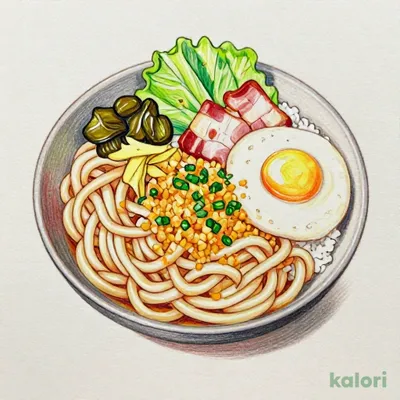 Chilled Haikara Udon with Bacon and Egg and Rice (Small), Large