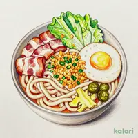冷やしはいからうどん
ベーコンエッグ+ごはん(小盛) (小盛)