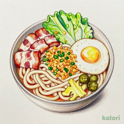 Chilled Haikara Udon with Bacon and Egg and Rice (Small), Small