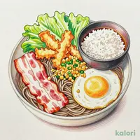 はいからそば
ベーコンエッグ＋ごはん(小盛) (並盛)