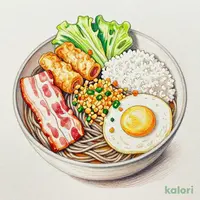 はいからそば
ベーコンエッグ＋ごはん(小盛) (大盛)