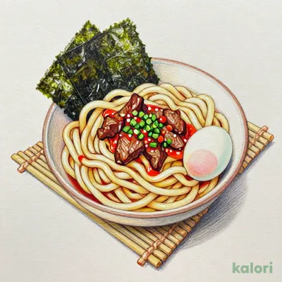 月見温たま旨辛牛肉つけうどん