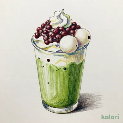 Matcha Shiratama (Rice Cake) Azuki Latte (Iced, Medium, Soy Milk)