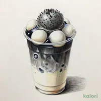 Black Sesame Anko Shiratama Float Latte (Iced, Large, Milk)
