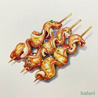 Deep-Fried Chicken Giblet Skewers, 4 pcs