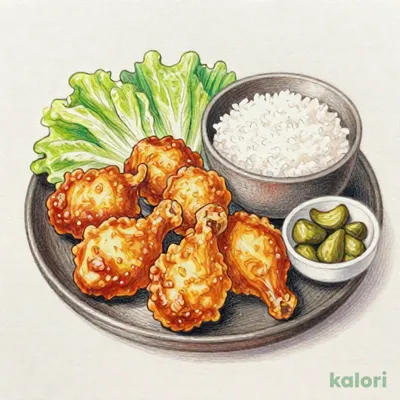 にんにくむねザンギ定食（ザンギ6ケ）
