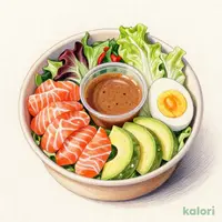 スモークサーモンとアボカドのサラダボウル(生姜ドレッシング)