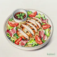 増量　生ハムとグリルチキンの冷製生パスタ（バジルソース）