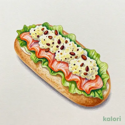 Rice Flour Cereal Dog with Smoked Salmon, Coleslaw, and Nutty Potato