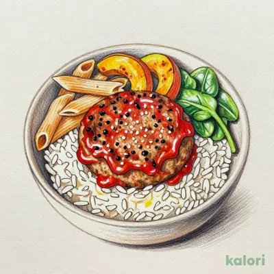 1食分の緑黄色野菜が摂れるトマトハンバーグ丼