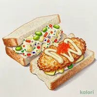 ポテトサラダ＆唐揚げサンド（明太マヨソース使用）