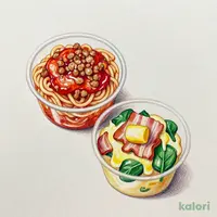 オーマイ 2種のスパゲッティ ミートソース味＆バター醤油 4個（140g）