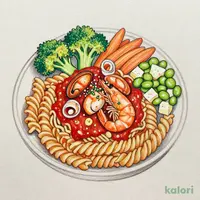 ガーリックトマトのシーフードパスタ