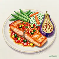 銀鮭と彩り野菜のガーリックトマト
