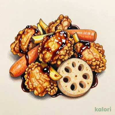 ごろごろ根菜と鶏肉の黒酢ソース