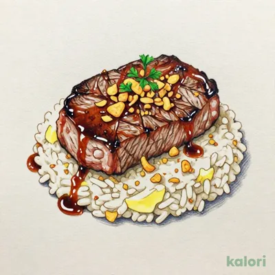 ガーリックステーキピラフデミグラスバターソース