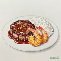 ハンバーグ デミグラスソース&海老フライ
