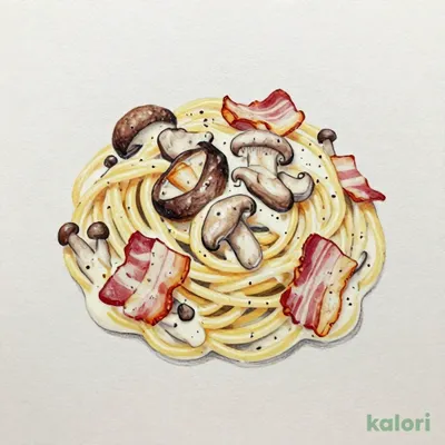 ベーコンときのこのクリームパスタ